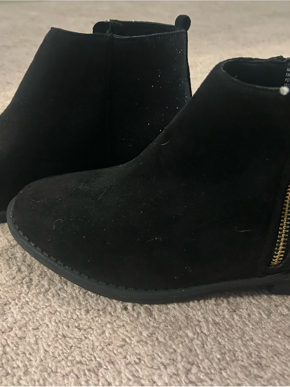 fabkids Black Suede Ankle Boots with Side Zip